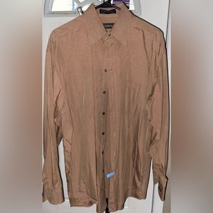 CLAIBORNE Casual Men’s Button Up Long Sleeve Shirt, Size L, Brown Color